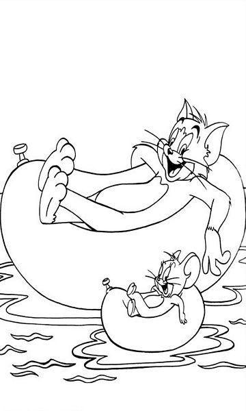 kolorowanka Tom i Jerry malowanka do wydruku z bajki dla dzieci, do pokolorowania kredkami, obrazek nr 35